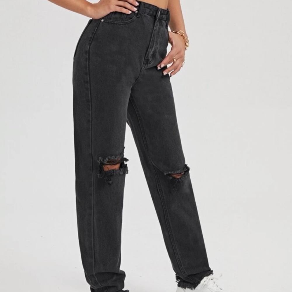Shein Ripped High Waist Boyfriend Jeans